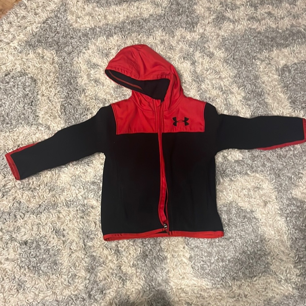 Under armour Black and red zipper hooded fleece jacket